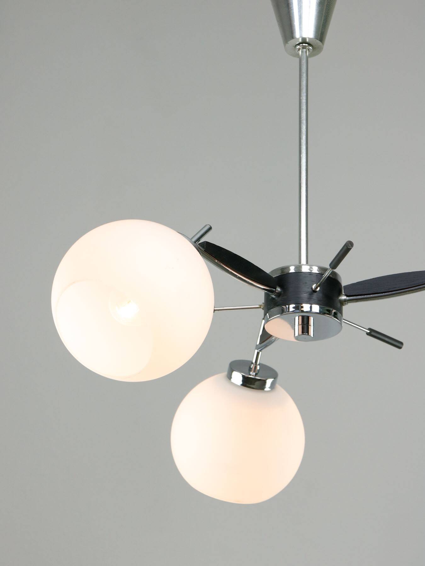 Space Age Italian Chrome and Opaline Chandelier, 1970s