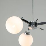 Space Age Italian Chrome and Opaline Chandelier, 1970s