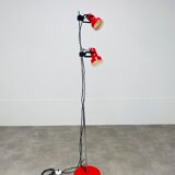 Floor lamp 2 spots red chrome stem SCE 1970