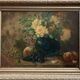 Peinture «Nature morte avec fleur et fruit».