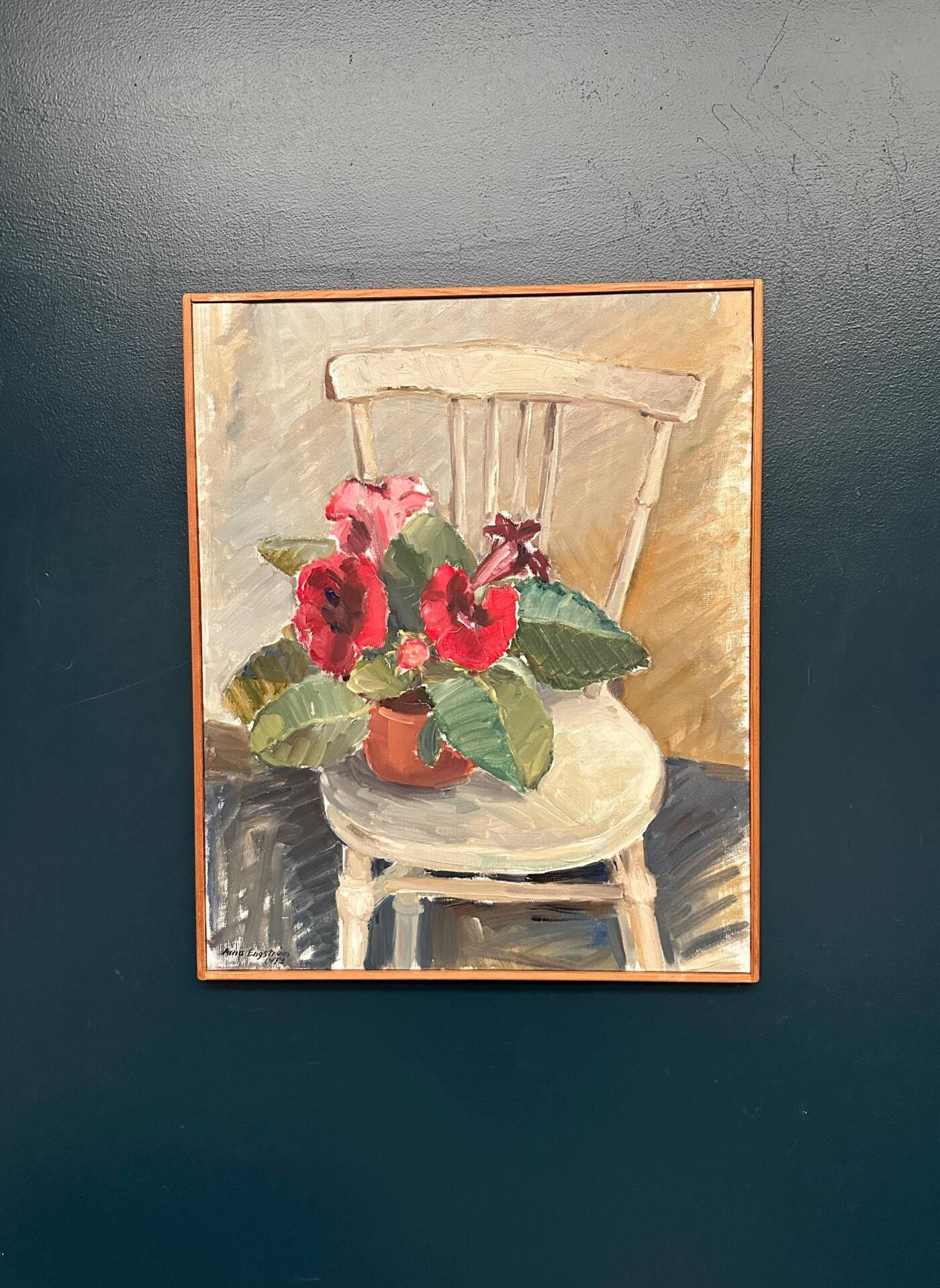 Huile sur toile originale suédoise – “Gloxinée” par Aina Engström
