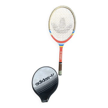 Vintage ADIDAS Cadet Wooden Tennis Racket + Sports Cover #E24