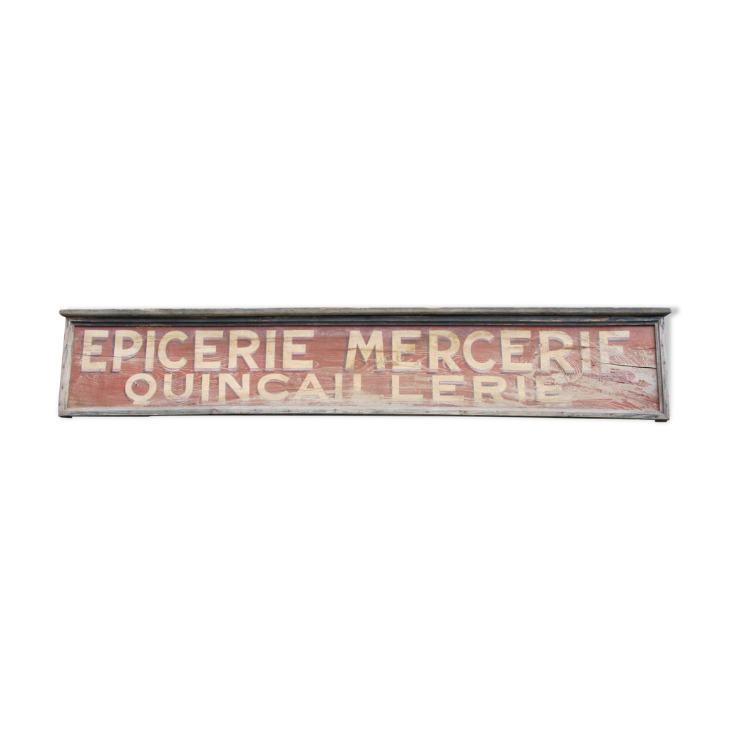 Enseigne Vintage 'Primitive Quincaillerie & Graines' En Bois Rustique Fait Main - Neuf - USA
