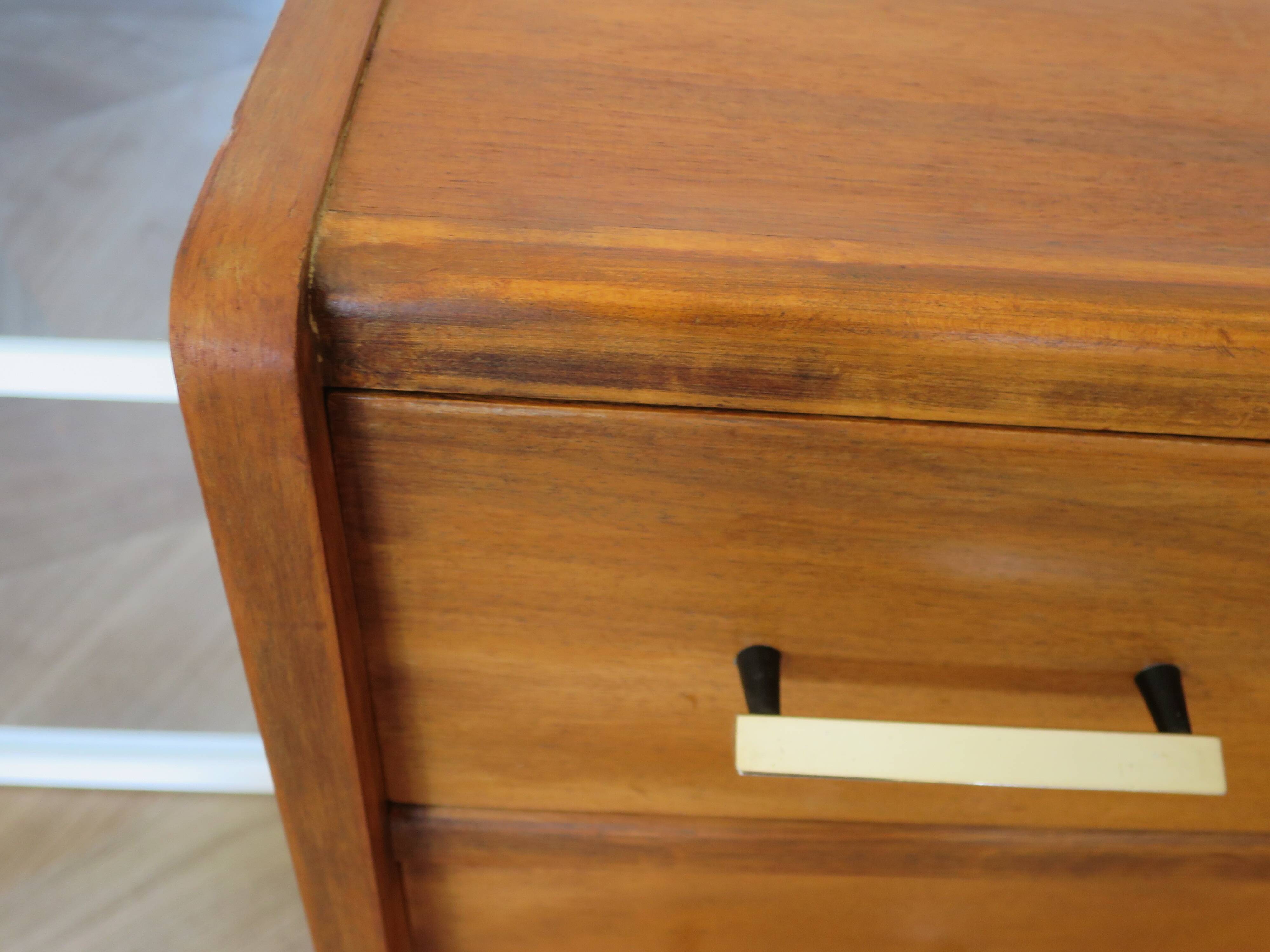 Cabinetmaker's chest of drawers - 4 drawers - golden oak - with oblique profile - compass feet - 1950