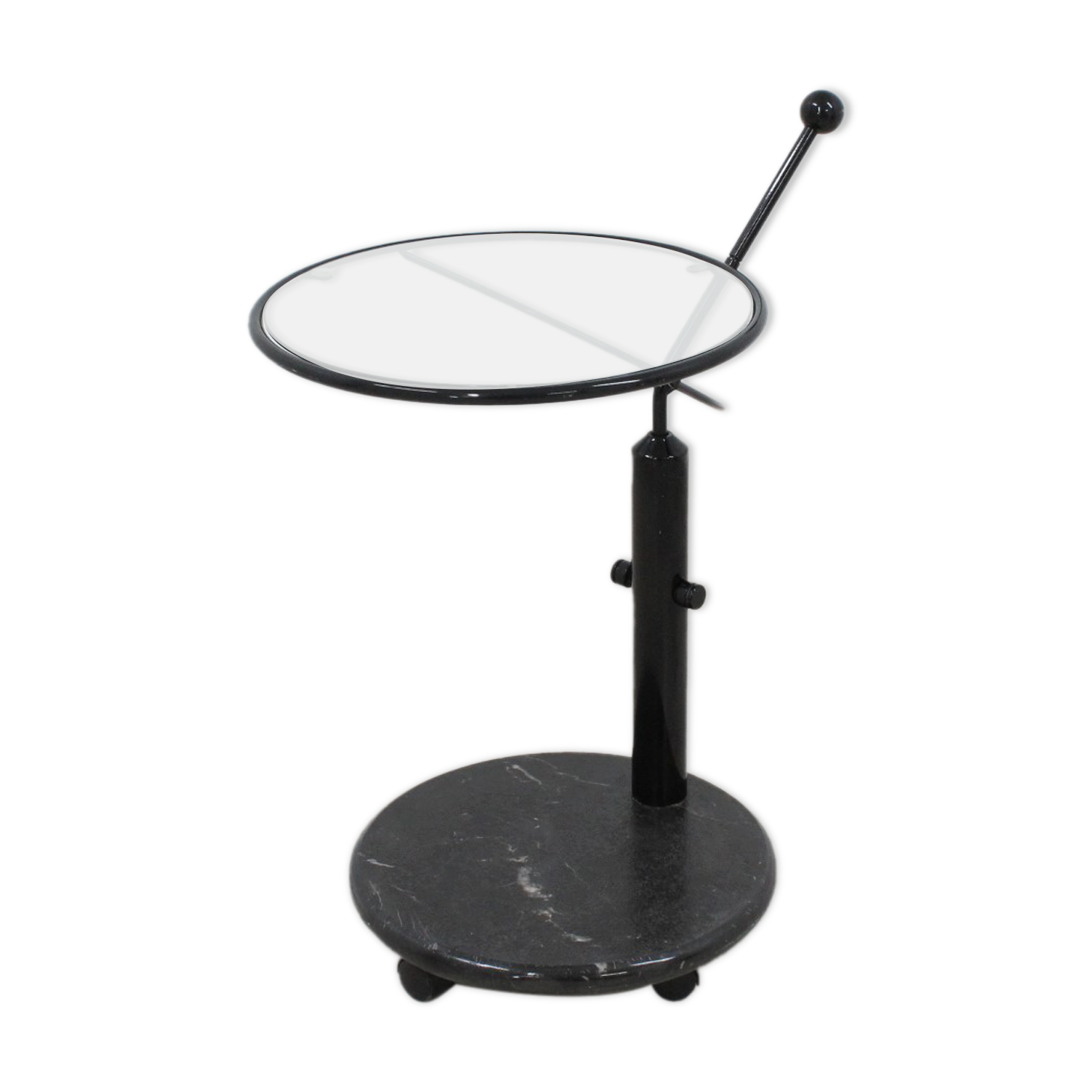 Verre italien &Marbre Pivotant Table Basse, années 1980