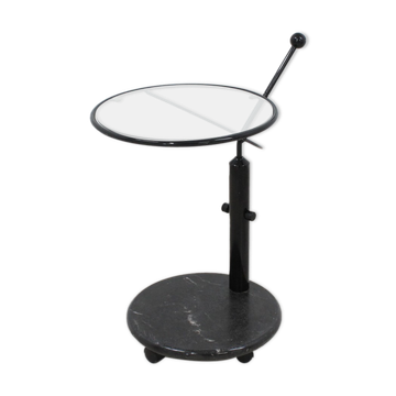 Verre italien &Marbre Pivotant Table Basse, années 1980