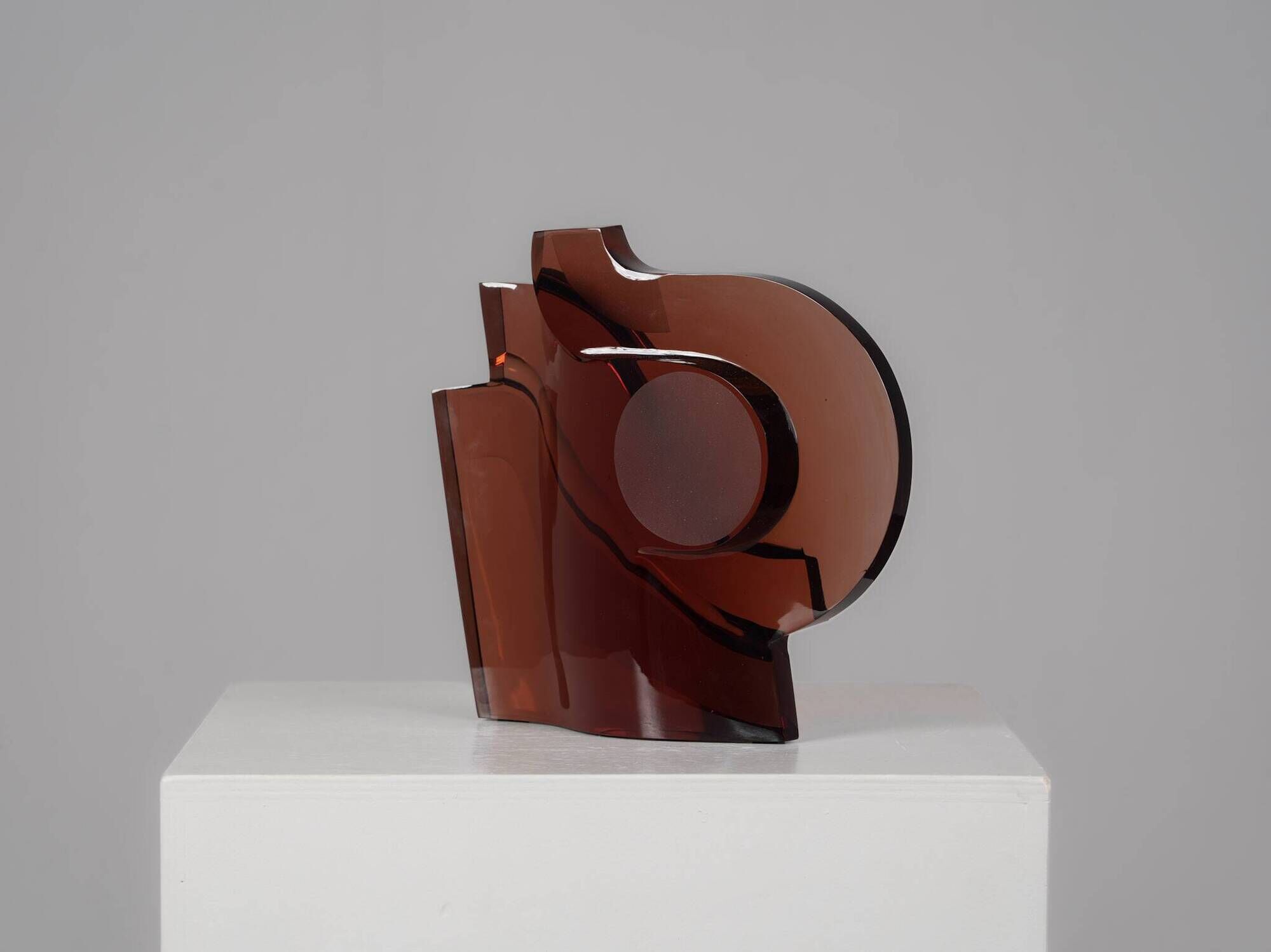Sculpture en verre géométrique abstraite, Pays-Bas, années 1980