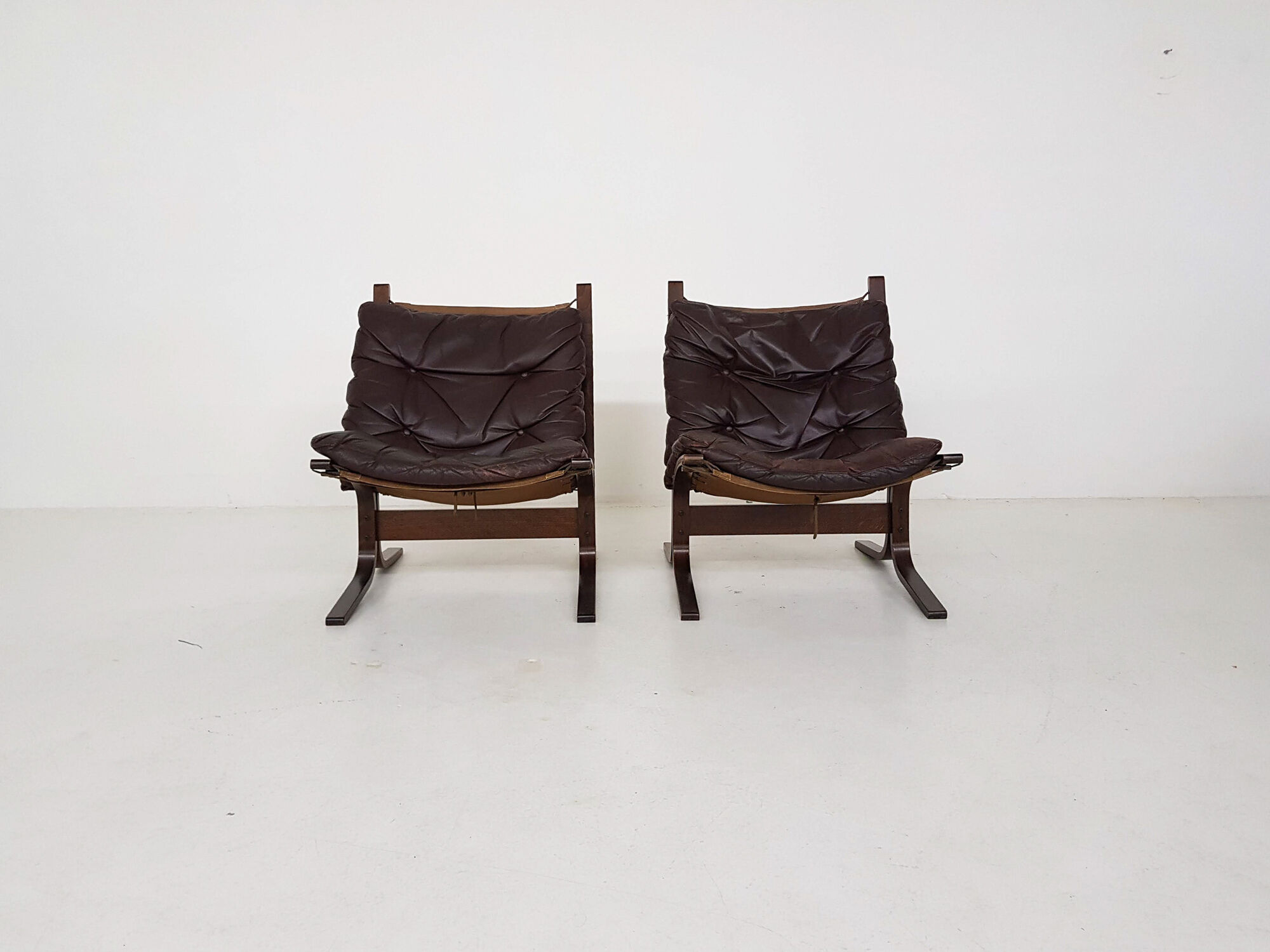 Set of 2 leather Ingmar Relling for Westnofa “Siesta” chairs, Norway 1960’s