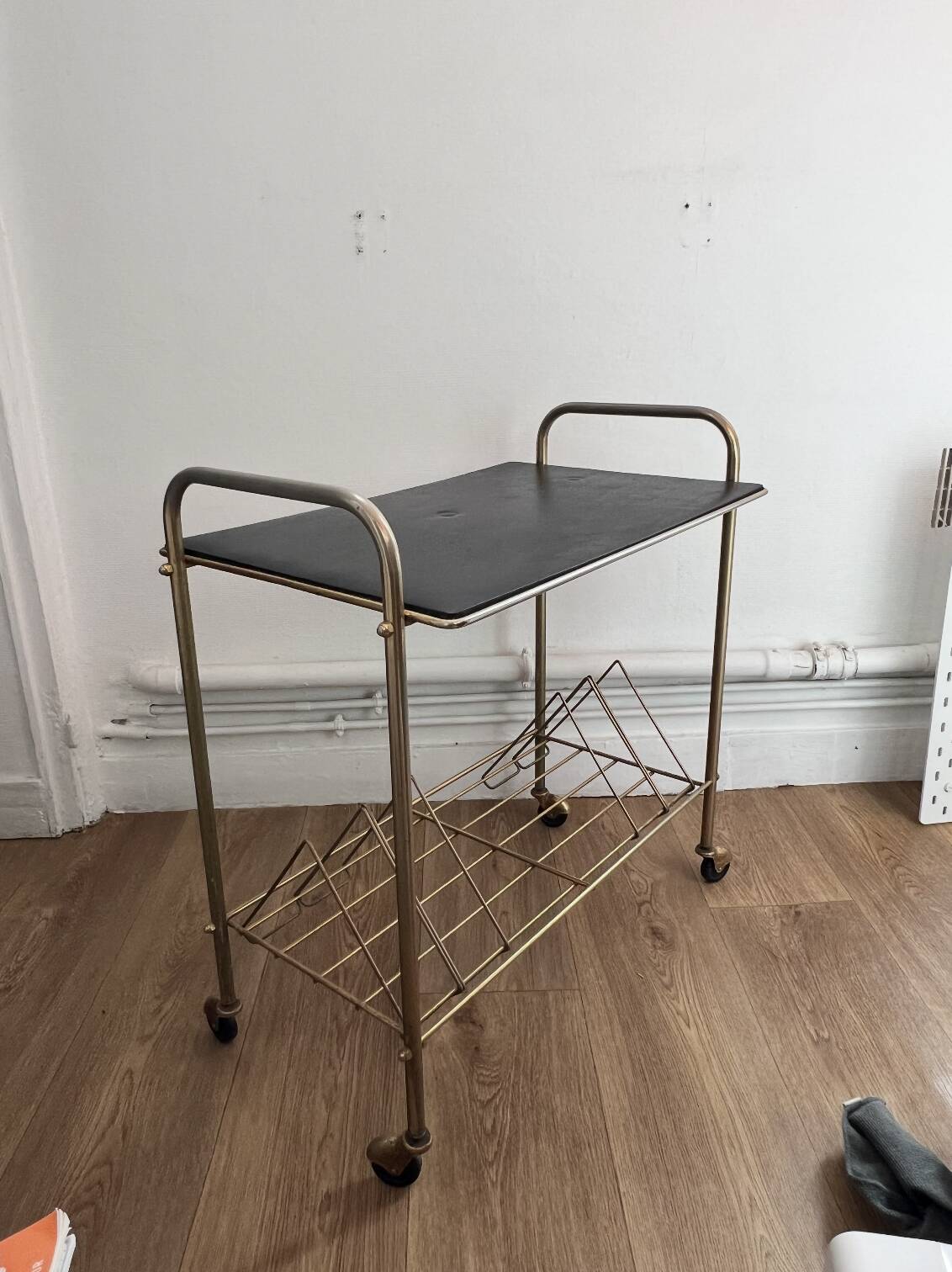 Vintage serving cart on wheels