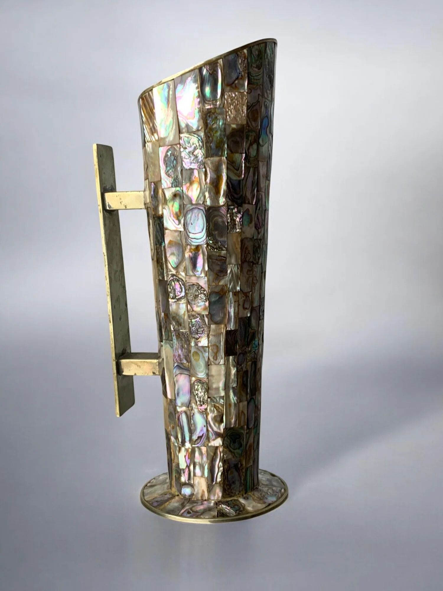 Abalone shell & alpaca pitcher, Mexico, 1970s