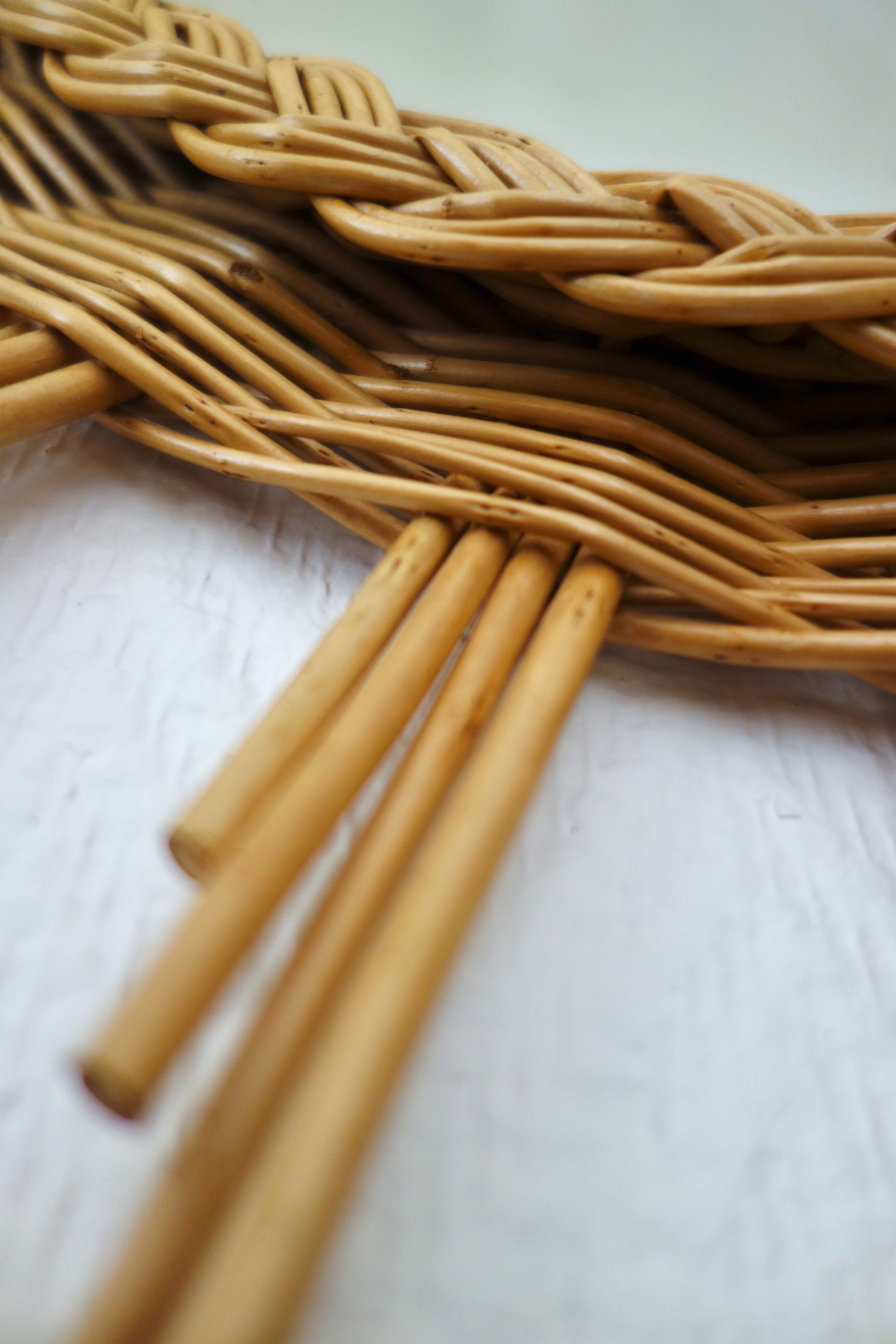 Vintage 60s braided Wicker rattan Sun mirror