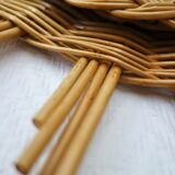 Vintage 60s braided Wicker rattan Sun mirror