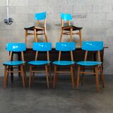 Set of 6 blue chairs TON (Thonet)