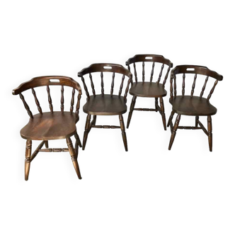 Set of 4 oak mountain chairs