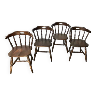 Set de 4 chaises montagnardes en chêne