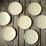 7 large saucers Sarreguemines in off-white faience