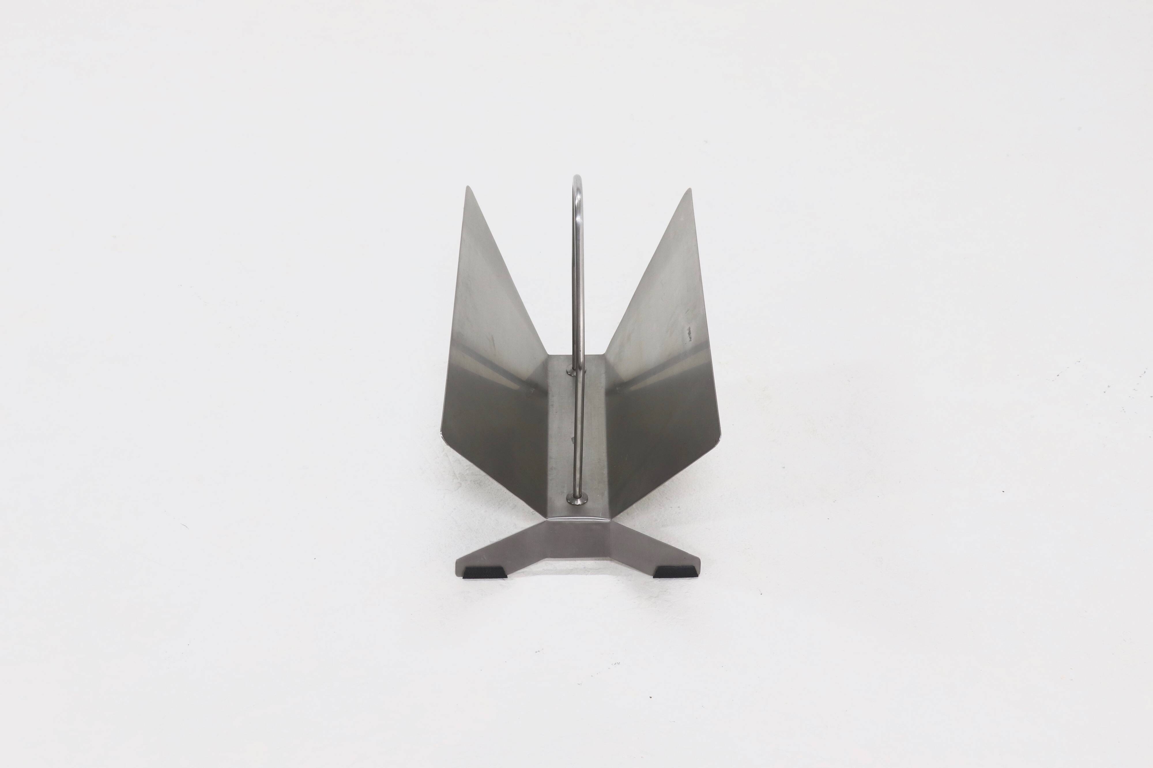 Brushed Steel Magazine Rack 1980s