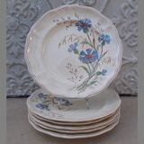 6 Longchamp Marguerite blue earthenware plates