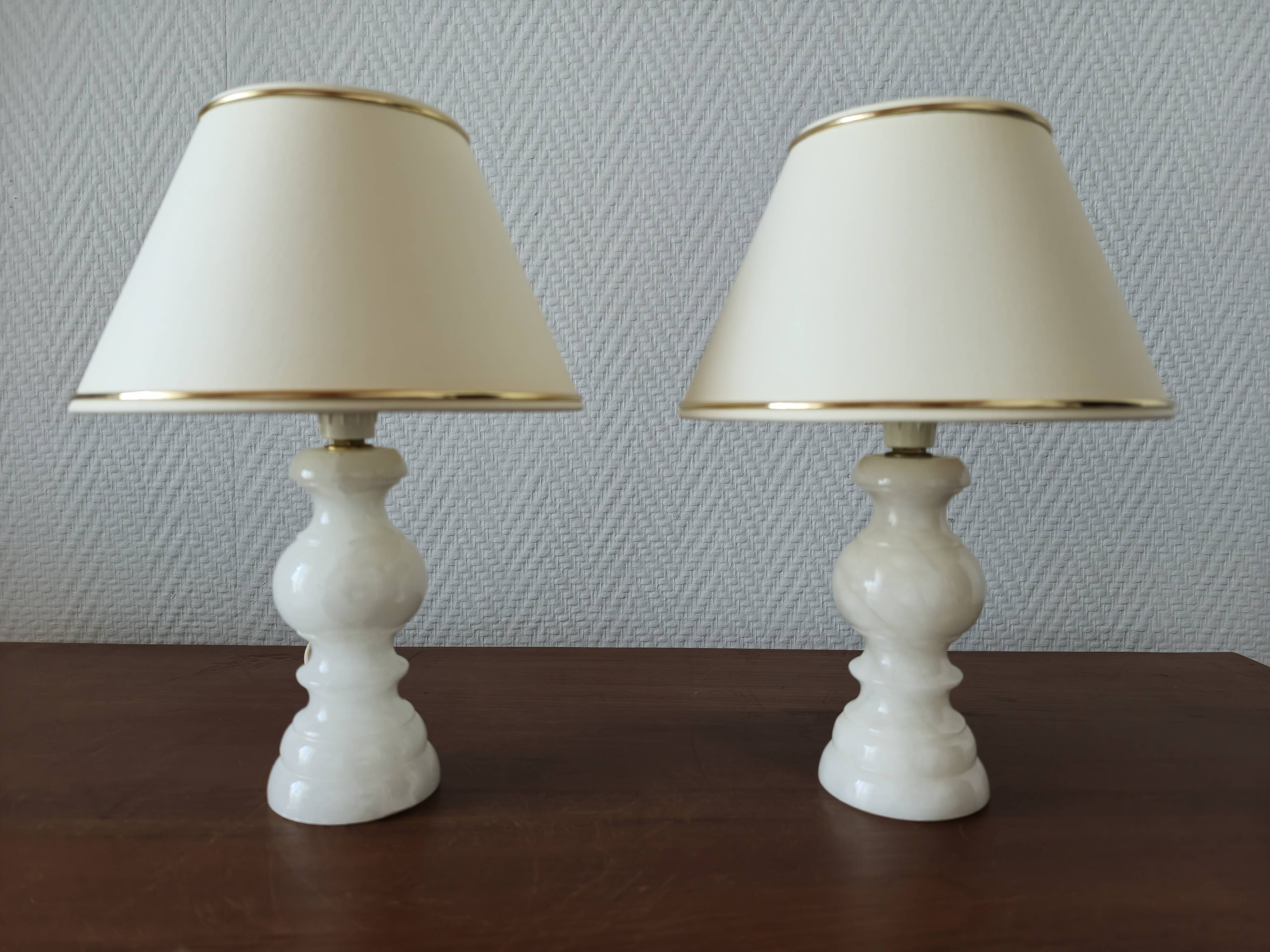 Pair of vintage alabaster lamps