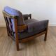 Vintage armchair in wood and blue velvet