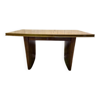 Art Deco dining table in walnut veneer with two extensions