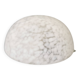 Clichy glass wall light, white moutonné glass, 1980s