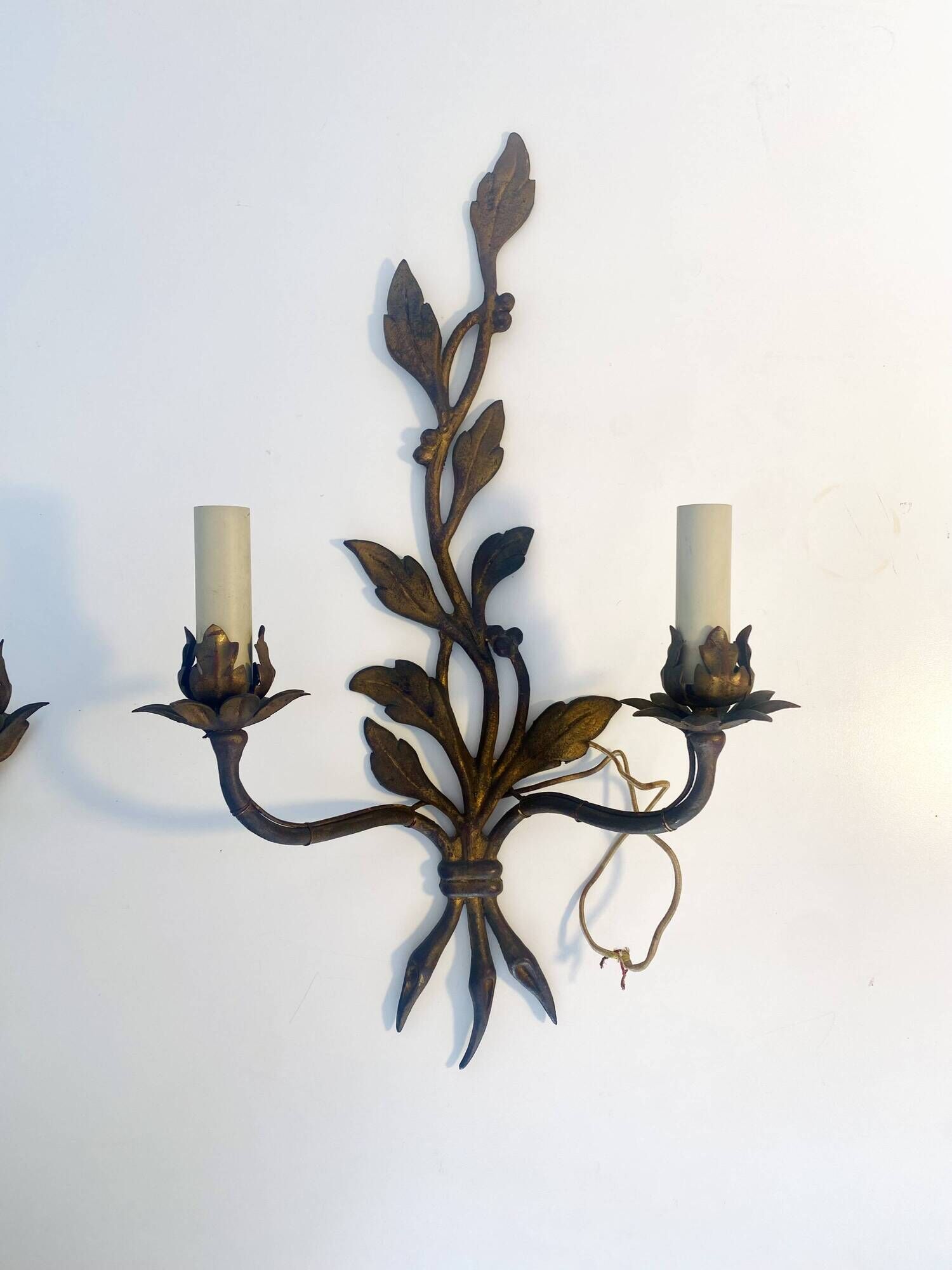 Pair of large wall sconces attributed to Maison Baguès, Paris, circa 1966.