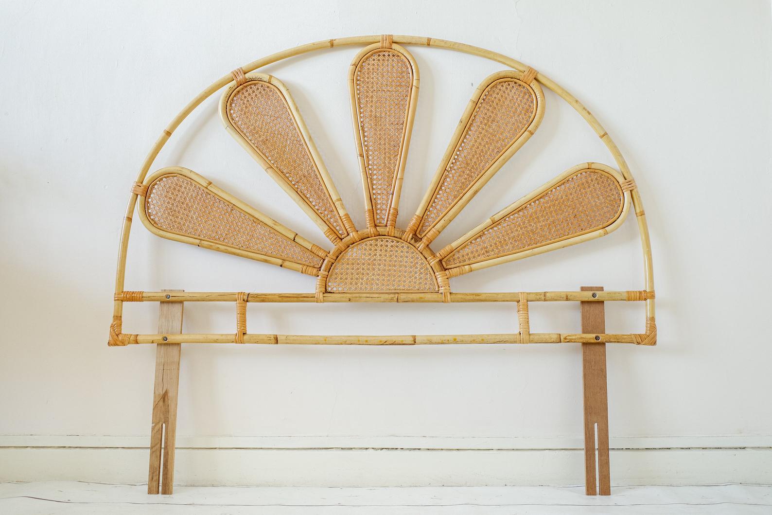 Rattan peacock headboard