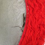 Vintage red fur pouf