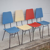 Set of 4 vintage chairs in metal and vinyl