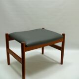 Ottoman stool, teak and leather, Spottrup, Denmark, 1960s