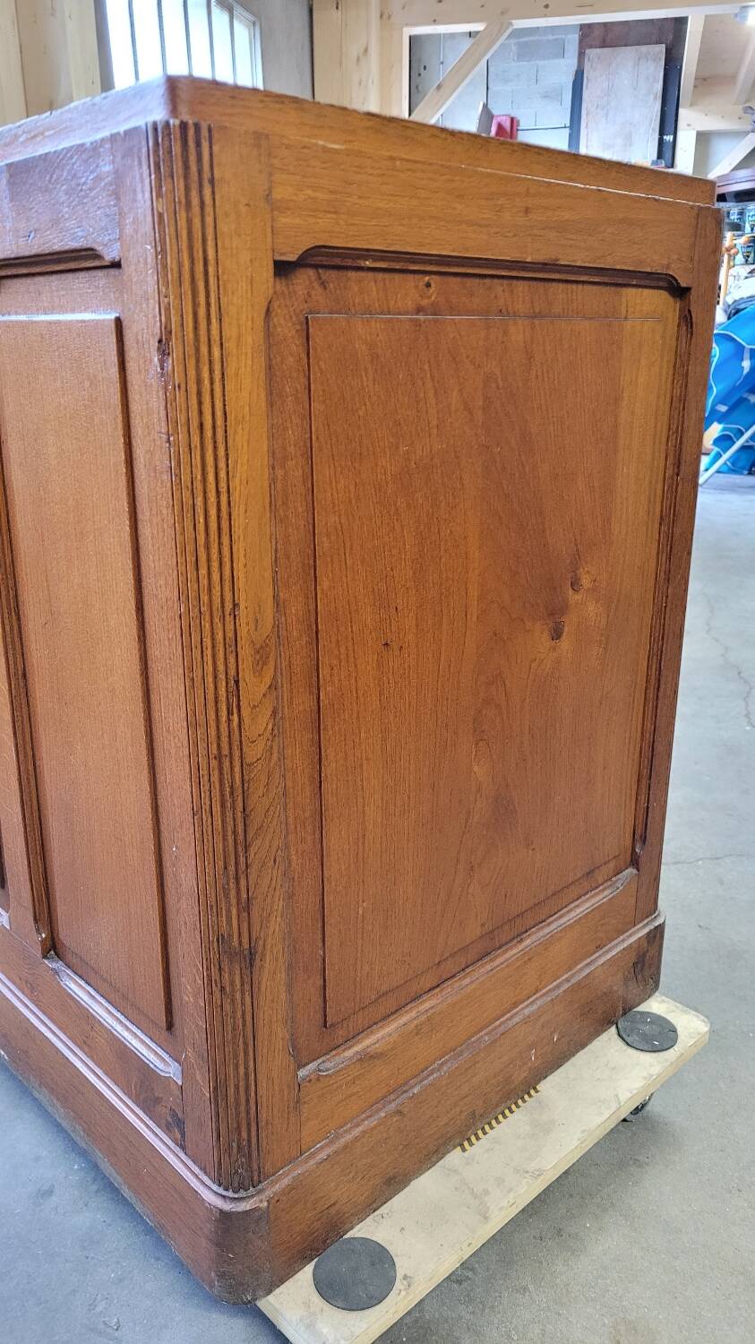 Shop counter display cabinet with old drawers, 1900s