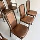Set of 8 wooden and thick leather armchairs, Girsberger design, 80s