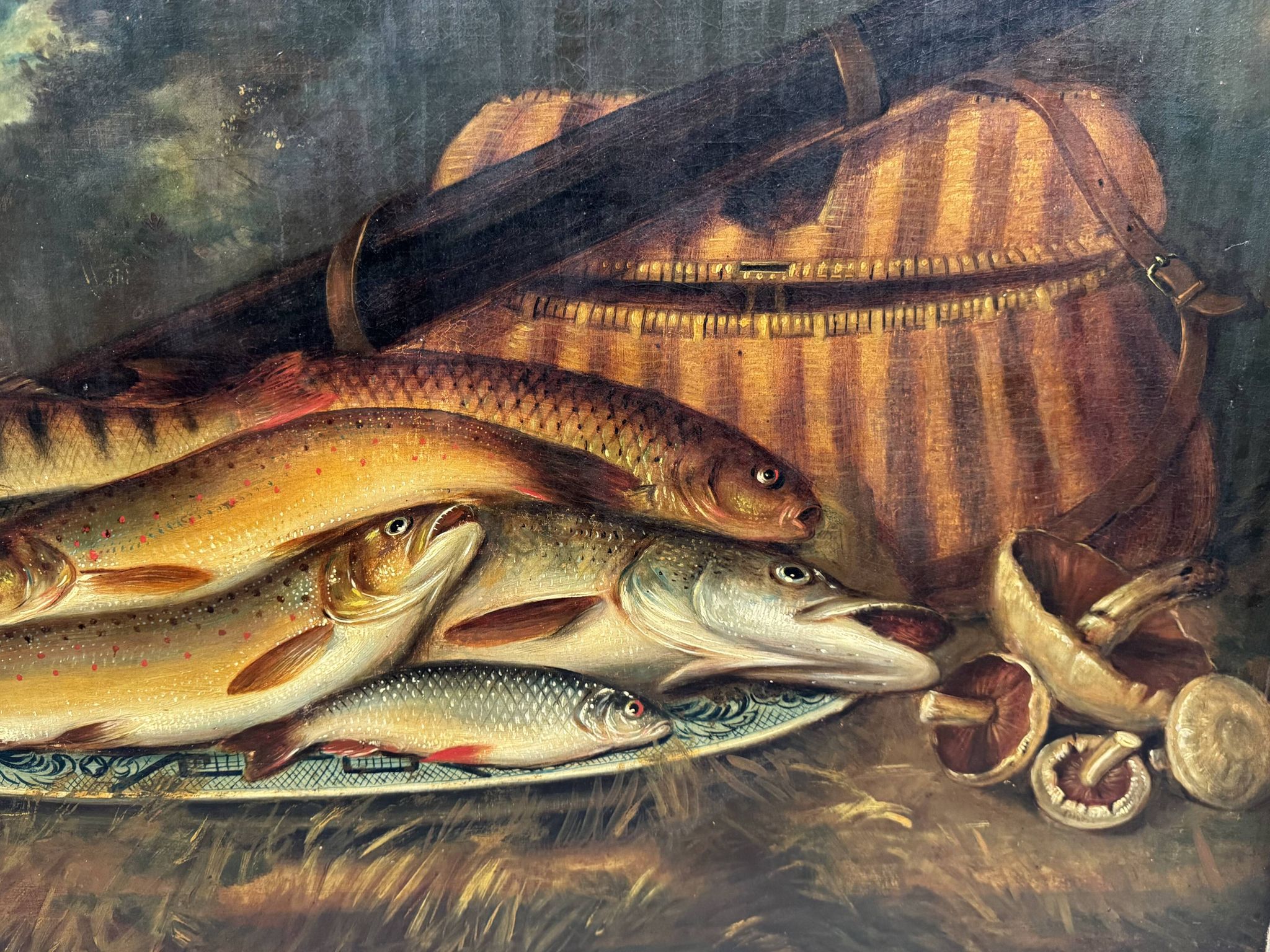 Still life with fish signed HL Rolfe