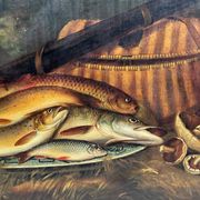 Still life with fish signed HL Rolfe