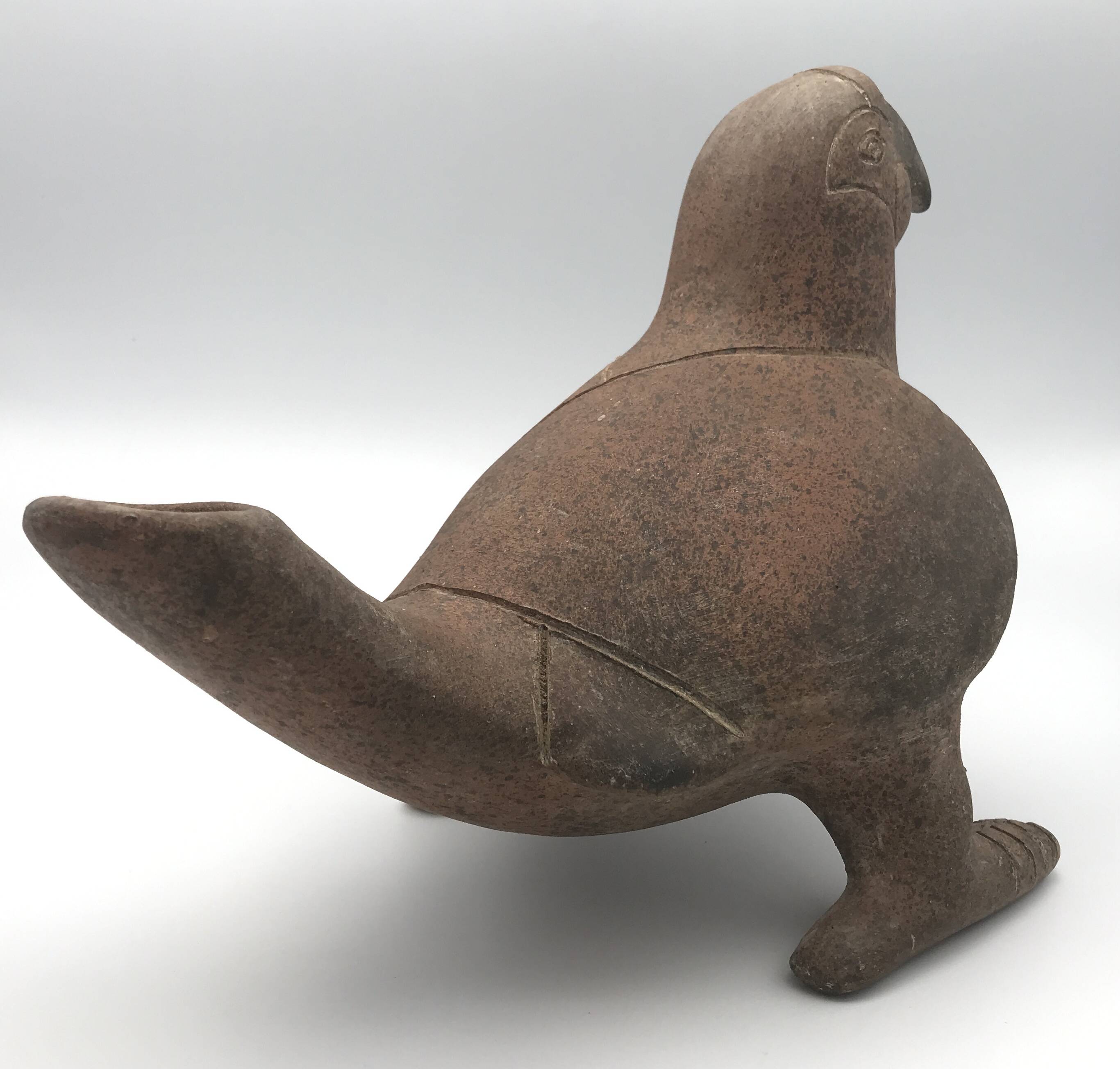 Vase zoomorph bird sculpture terracotta parrot, mexico, 70s