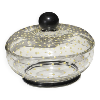 Sucrier en verre tacheté jaune, 1930s