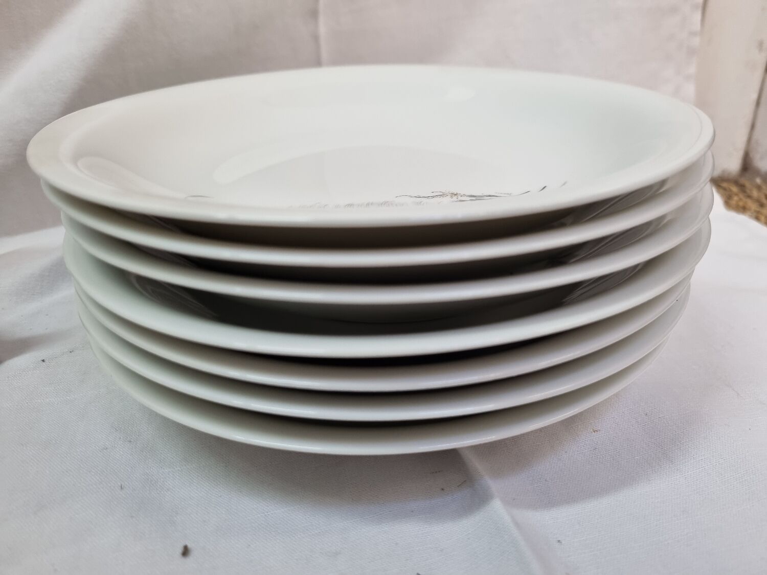 7 soup plates, Sologne porcelain