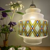 Vintage stained glass globe pendant light