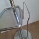 Vintage chrome metal floor ashtray with integrated tray.