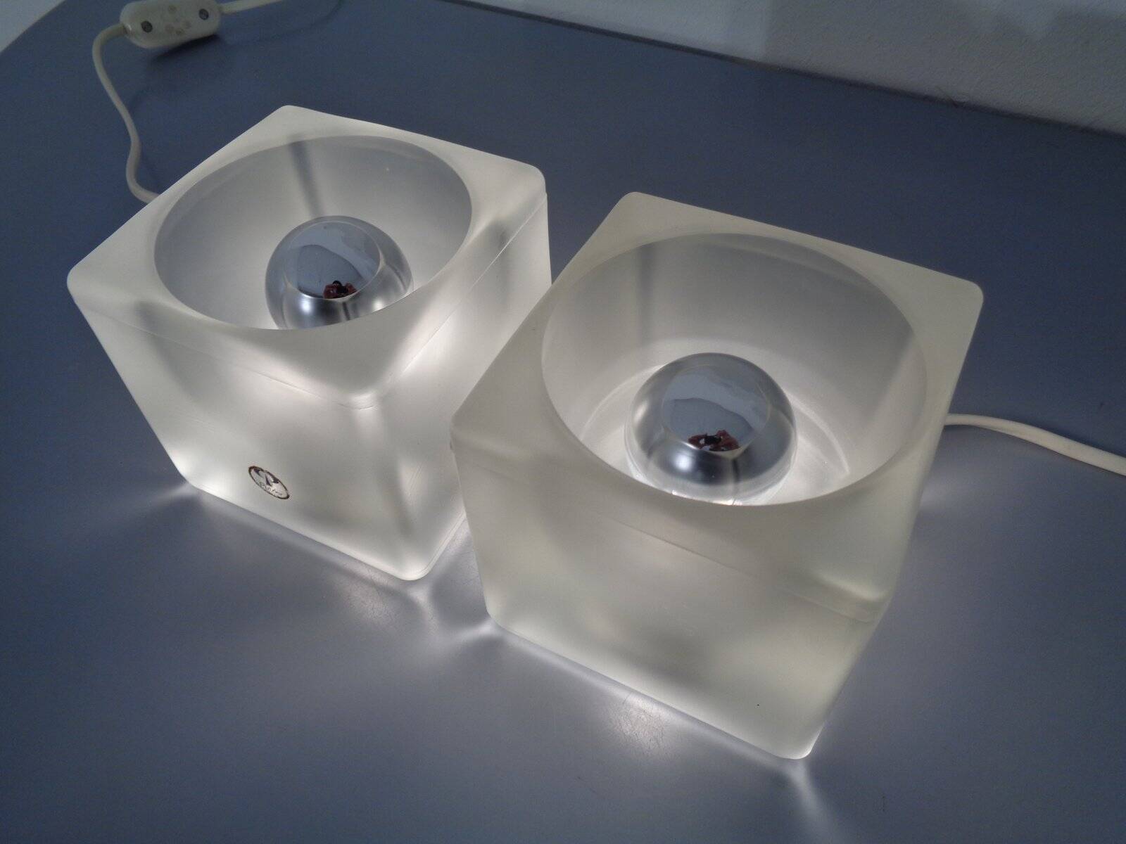 Glass Cube Lamps from Peill & Putzler, 1970s, Set of 2