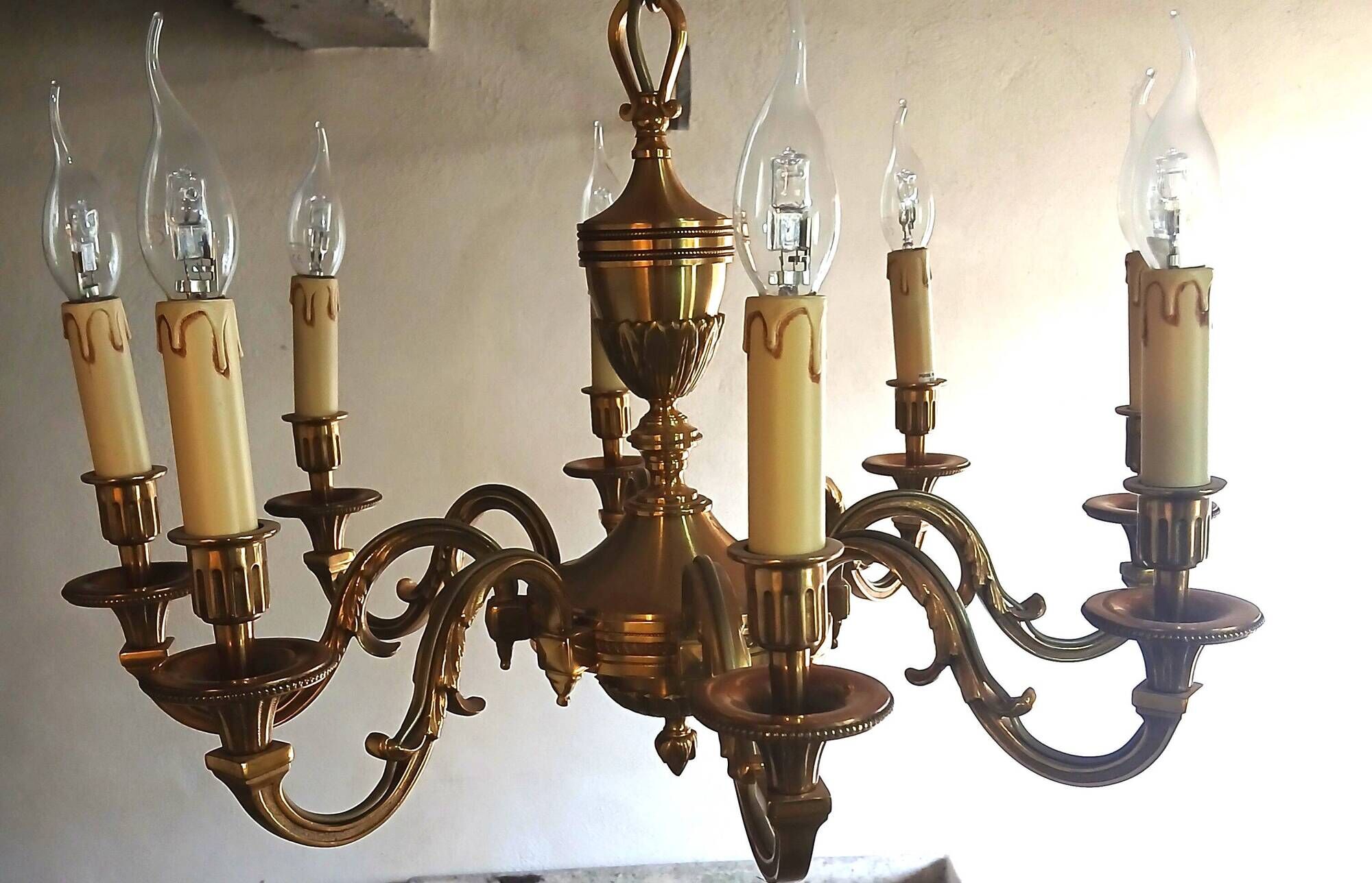 Bronze chandelier with 8 branches Lucien Gau Paris model 16938