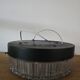Antique ceiling light, large holophane glass style, fully restored.