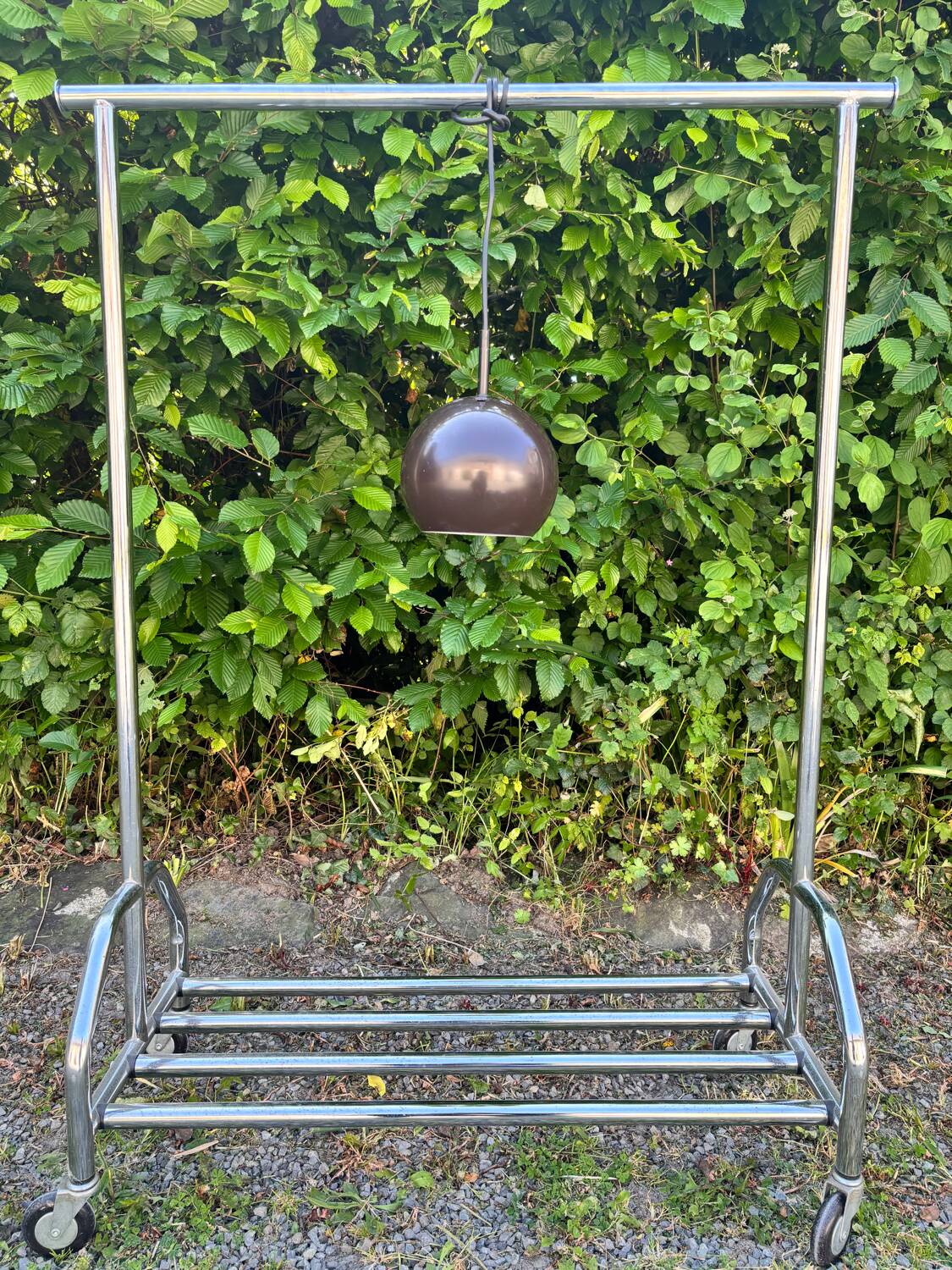 Brown metal eyeball pendant light by LITA vintage 1970