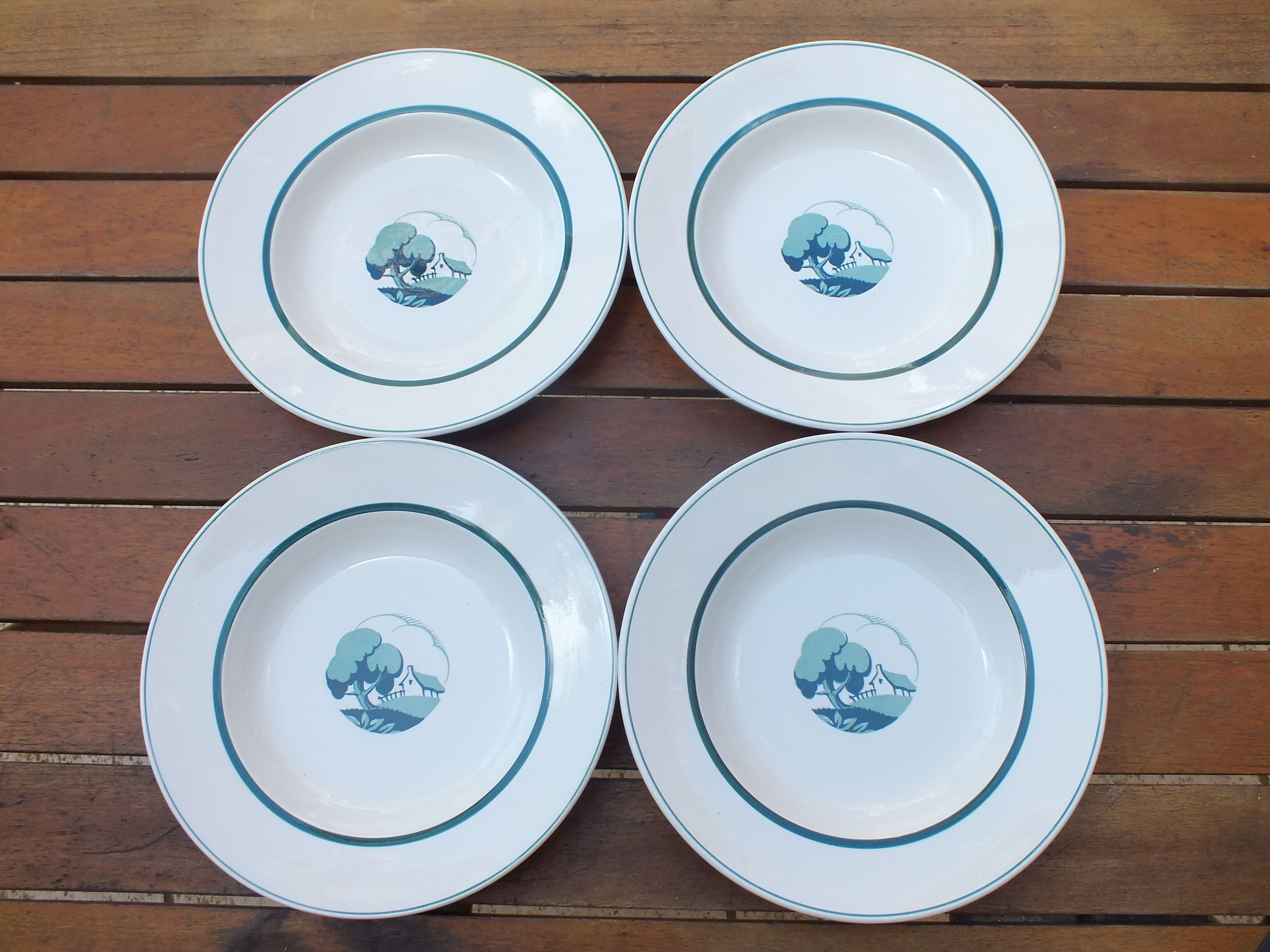4 vintage hollow plates Sarreguemines Arlette service