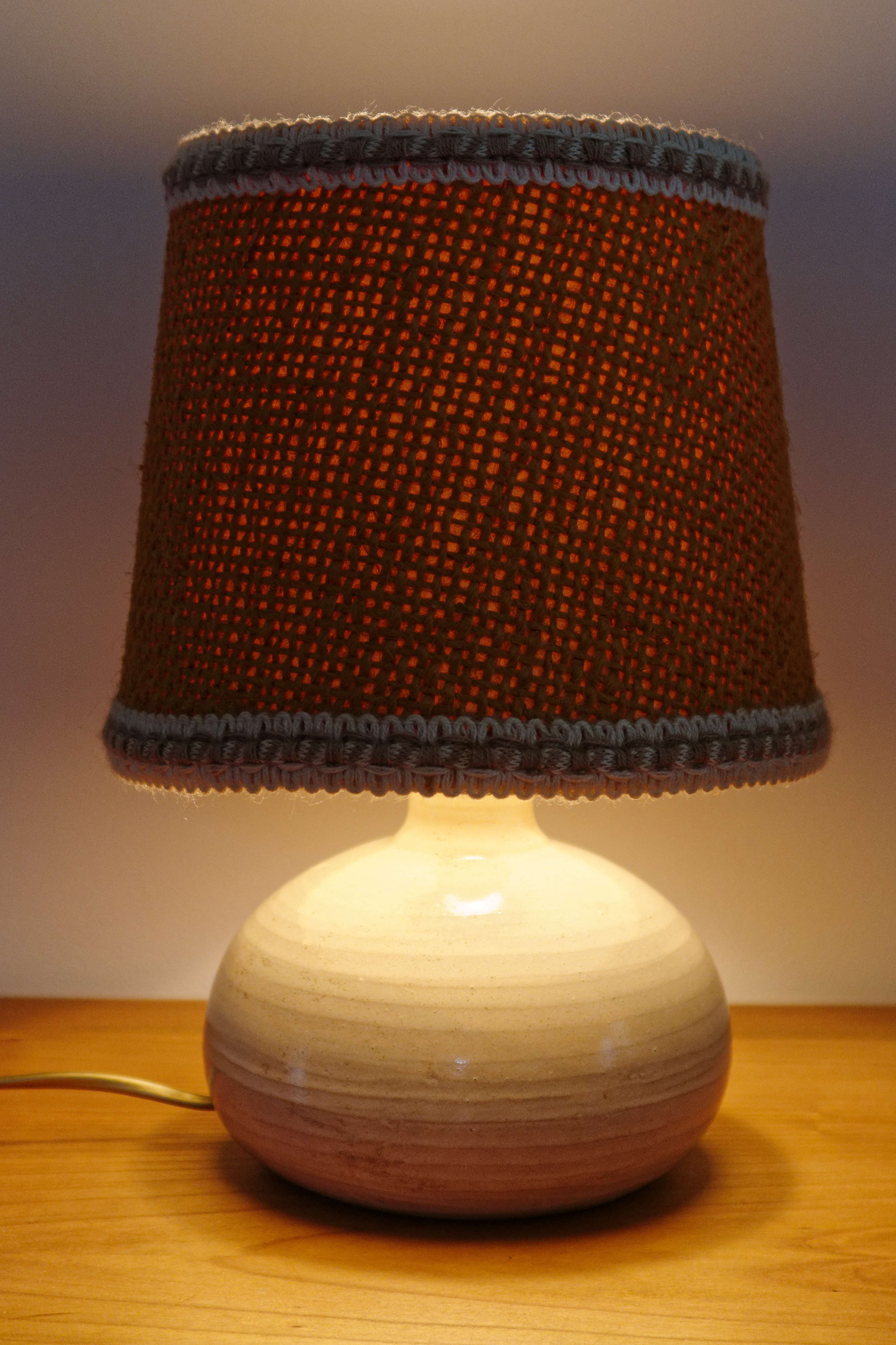 Ceramic table lamp and burlap