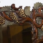 Vintage Black Heavily Carved Wooden Forest Wall Mirror