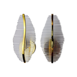 Pair of floral wall lamps Venini dorée, Murano, tubular glasses, Italy, 1970