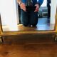 Miroir en bois sculpté doré 52x93cm