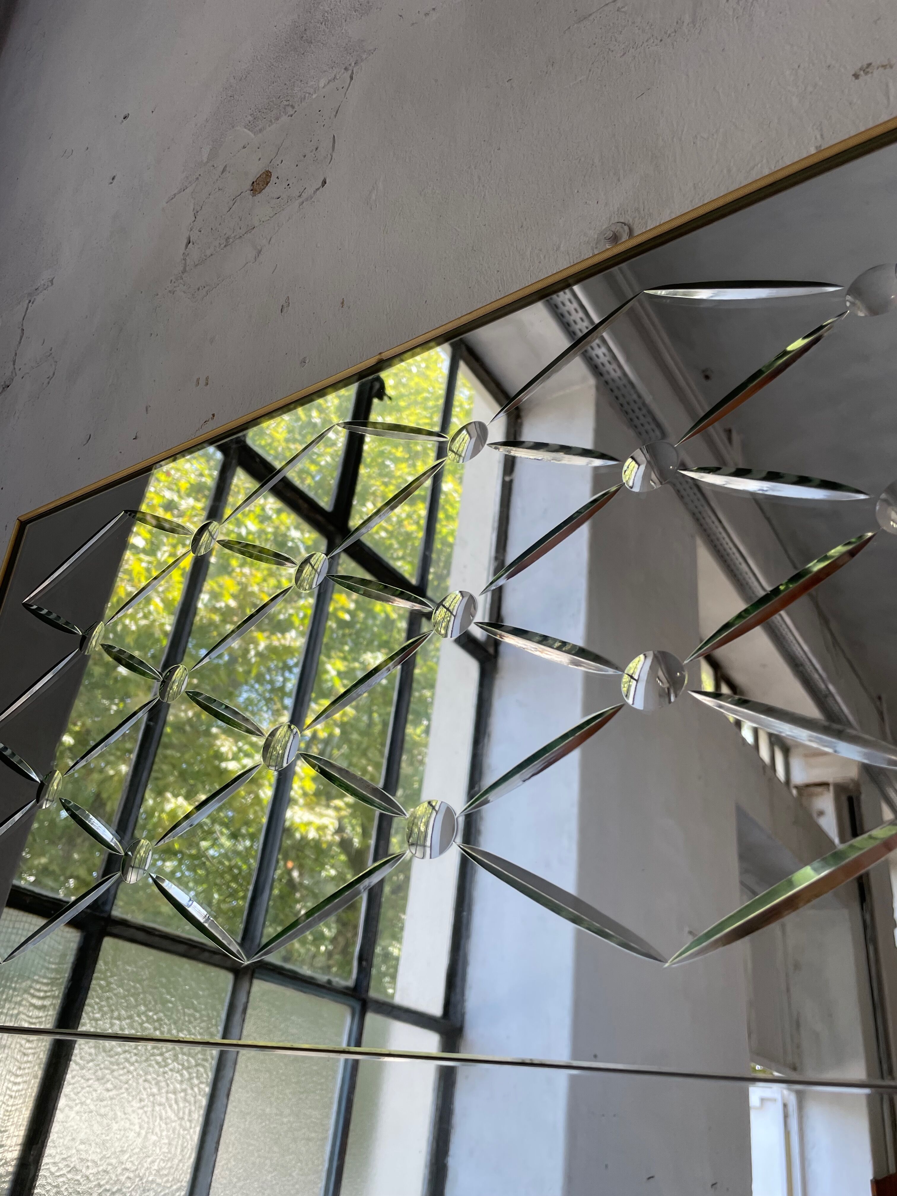 Italian engraved bistro mirror 60s XL